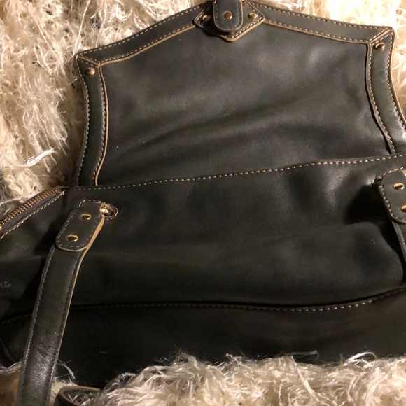 Vintage Cole Haan Paige Fog Leather Barrel Purse - Picture 7 of 16